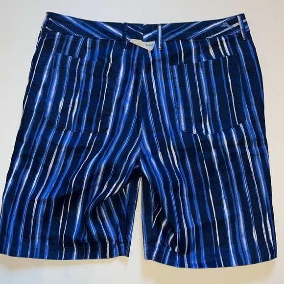 Tommy Bahama linen reversible shorts men’s 35 striped / palm blue indigo 9” NWT - Picture 6 of 8